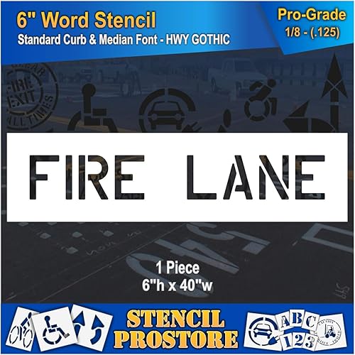 Plantillas para bordillos y medianas, plantilla de carril de fuego de 6 pulgadas, 6 x 40 x 18 pulgadas (128 mil), grado profesional