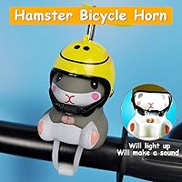 Vista 2 de wonuu - Campana de bicicleta con luz y casco, lindo silbato de bicicleta con forma de hámster, decoración de salpicadero, campanas de bicicleta