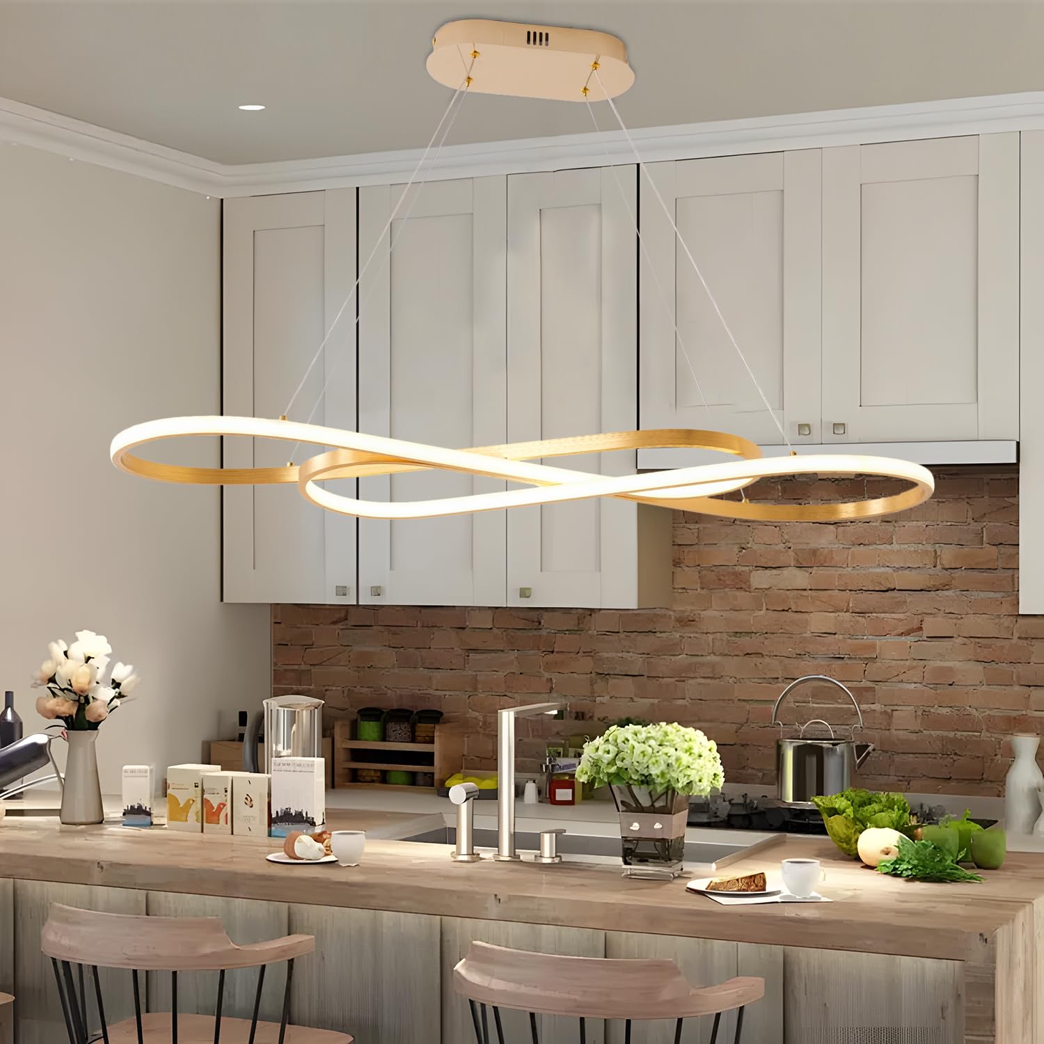 Lamparas de Techo Comedor Colgante LED Regulable, Lampara Comedor con Mando a Distancia, Altura Adjustable Moderna Luz Cocina Techo para Dormitorio Pasillo Decor Iluminación L100cm