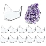 12 Pcs Acrylic Display Easel Stands - Clear Rock Display Stands for Small Collectibles, Triangle Display Holder for Geodes Crystal Mineral Agate Fossil Coral, Medium
