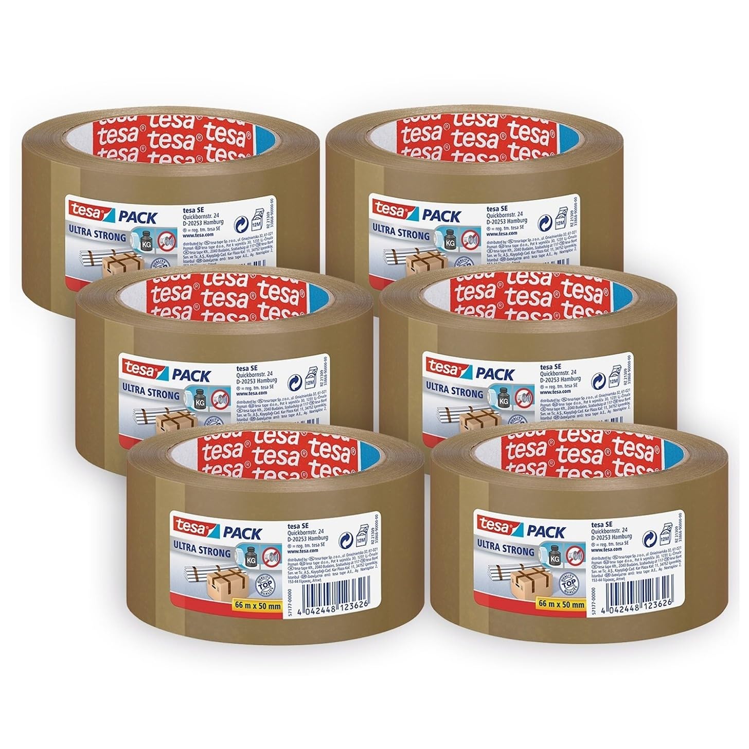 Nastro Da Imballaggio Resistente Marrone – Confezione Da 6 Rotoli – Adesivo Forte Per Pacchi Postali E Traslochi