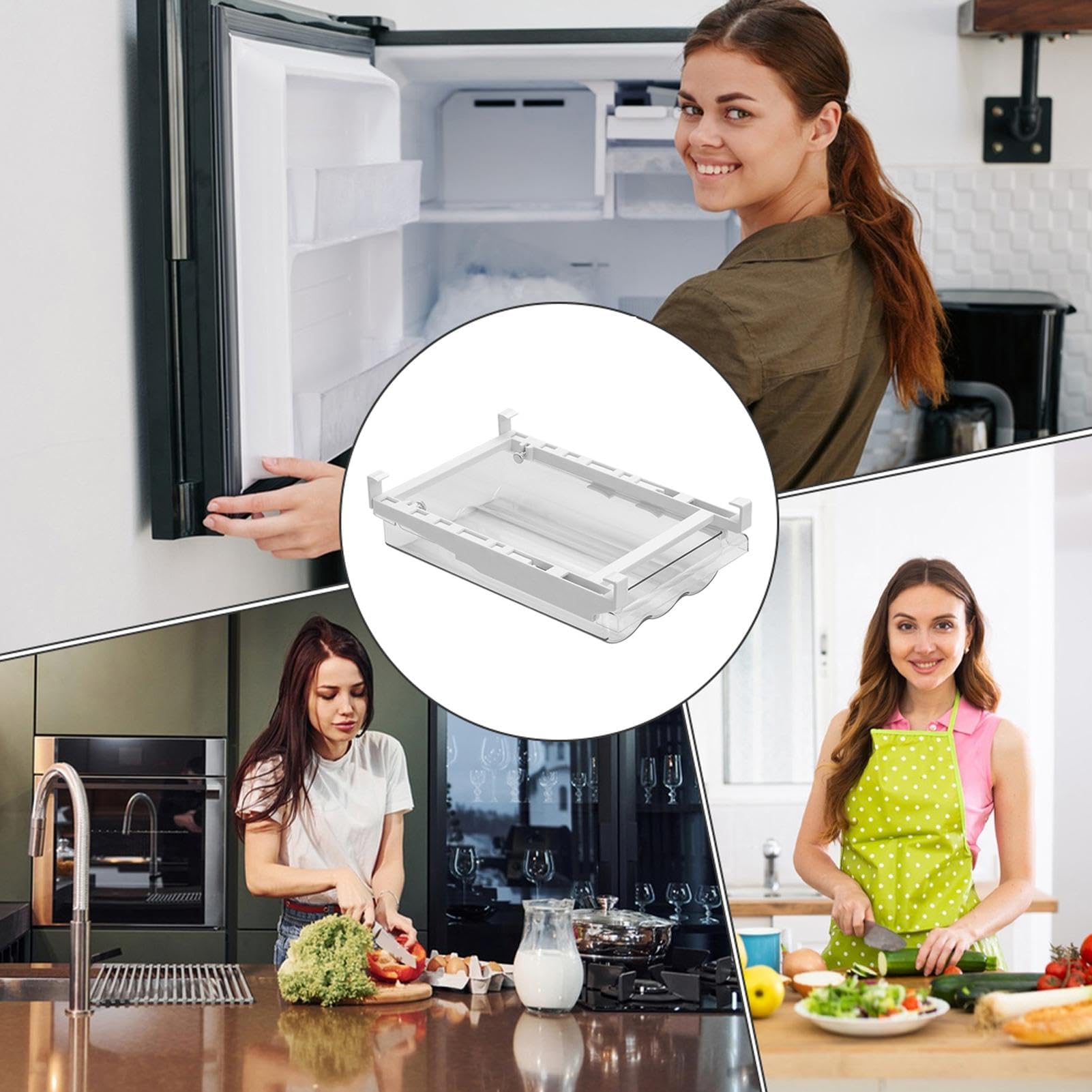 MRKU Caja organizadora de Cesta para Nevera de Cocina, cajón extraíble para Huevos, Nevera, contenedor Organizador