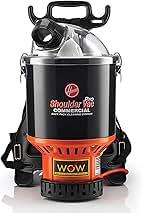 Hoover Commercial Shoulder Vac Pro Backpack Bagged Vacuum Cleaner, with HEPA Media Filter, Lightweight with Extra Long Cord, Chiropractic Design, for Carpet and Hard Floors, C2401, Black