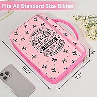 Vista 6 de ICOSY Funda para la Biblia para mujeres y niñas, funda para la Biblia con asa para niños y niñas, accesorios de estudio bíblico, suministros