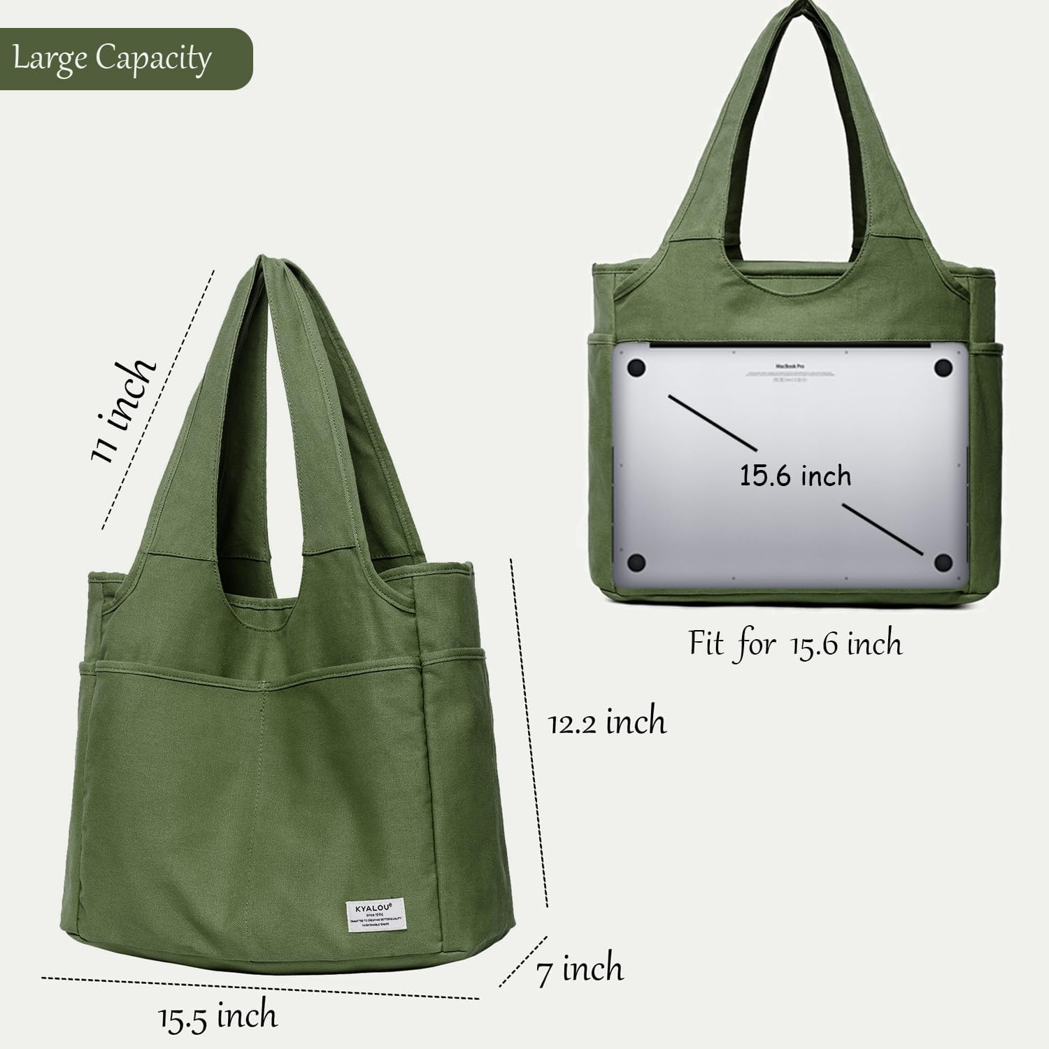 KYALOU Utility Large Tote Bag, Women Casual Shoulder Bags for Work Gym Beach Travel Shopping Grocery College | Utility, Casual, for Work, Gym, Beach, Travel
