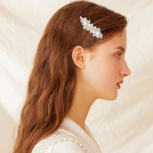 Miniatura 8 de WHAVEL 2 pasadores de pelo con perlas para mujer, pinzas para el pelo con perlas con diamantes de imitación franceses, horquillas vintage para