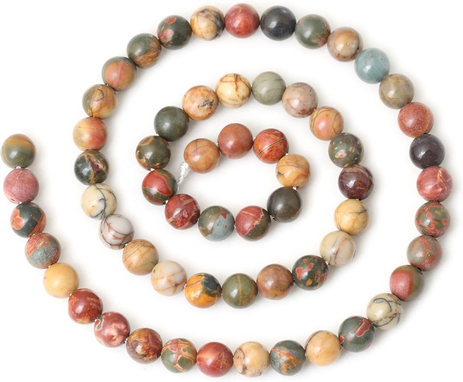 60PCS 6mm Natural Picasso Jasper Gemstone Round Loose Beads for Jewelry Making 1 Strand 15" - Image 2