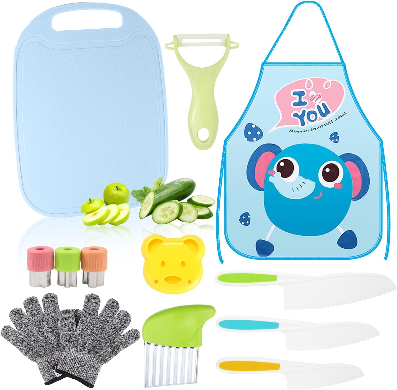 Kit Couteau sécurité de Cuisine pour Enfants 17 Pièces Couteau Montessori Enfants pour couper
