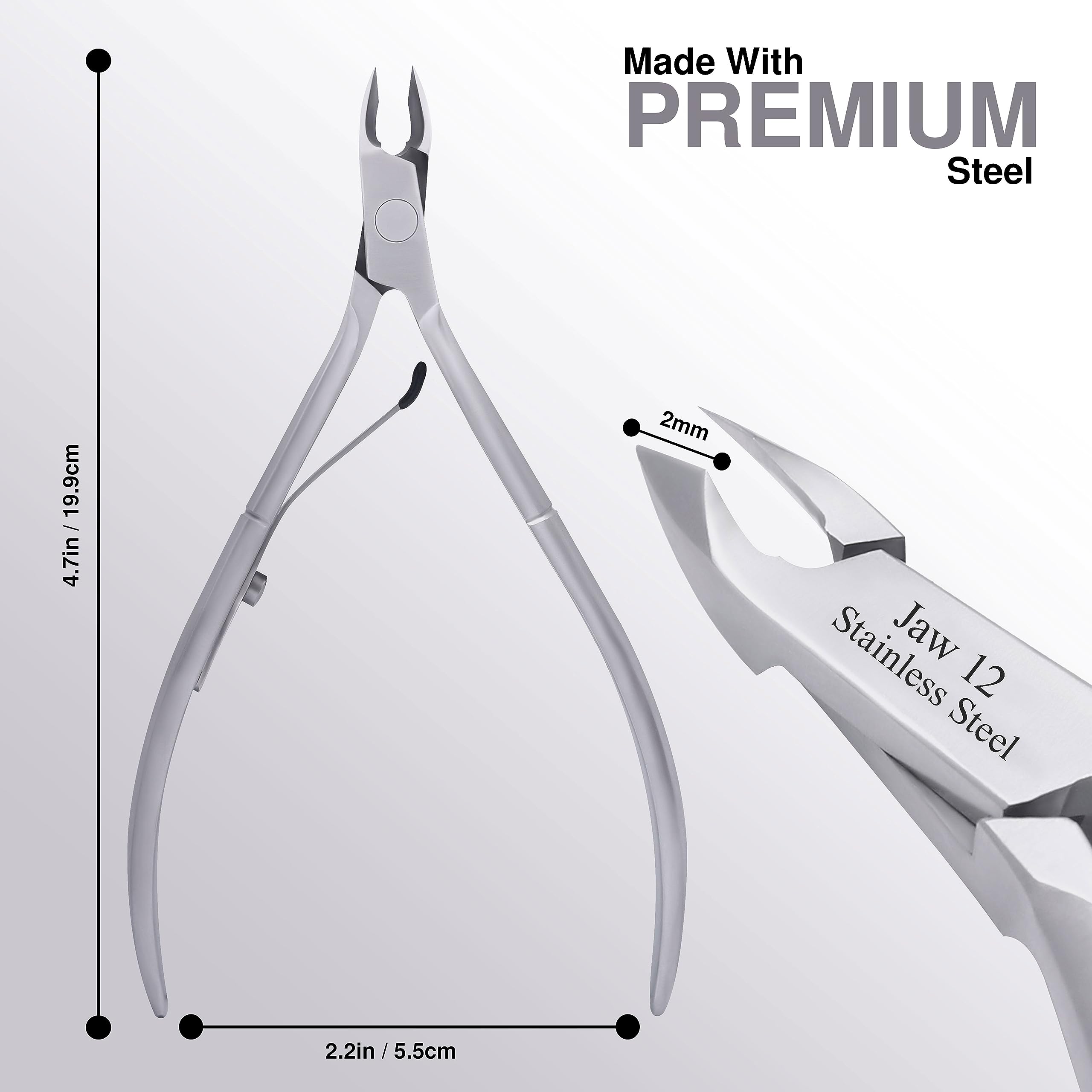 UM Supplies Cortador de cutículas | Removedor de uñas | Extremadamente afilado | Alicates profesionales para cutículas | Acero inoxidable | Herramienta de manicura y pedicura | Mandíbula 12 (2 mm)