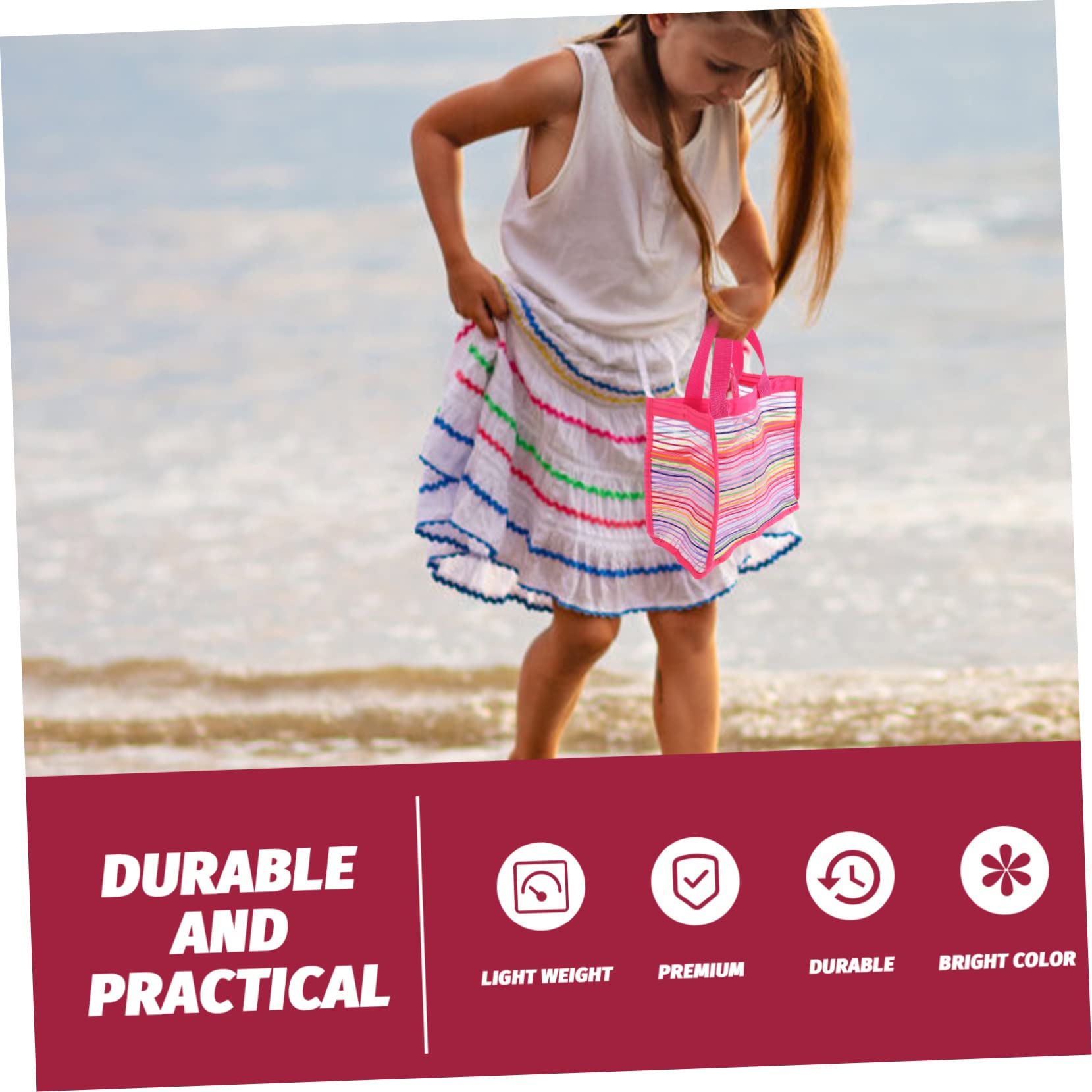 SHERCHPRY 5piezas Bolsa De Playa Infantil De Malla Grande Bolsa De Almacenamiento De Baño para Viajes y Actividades Al Aire