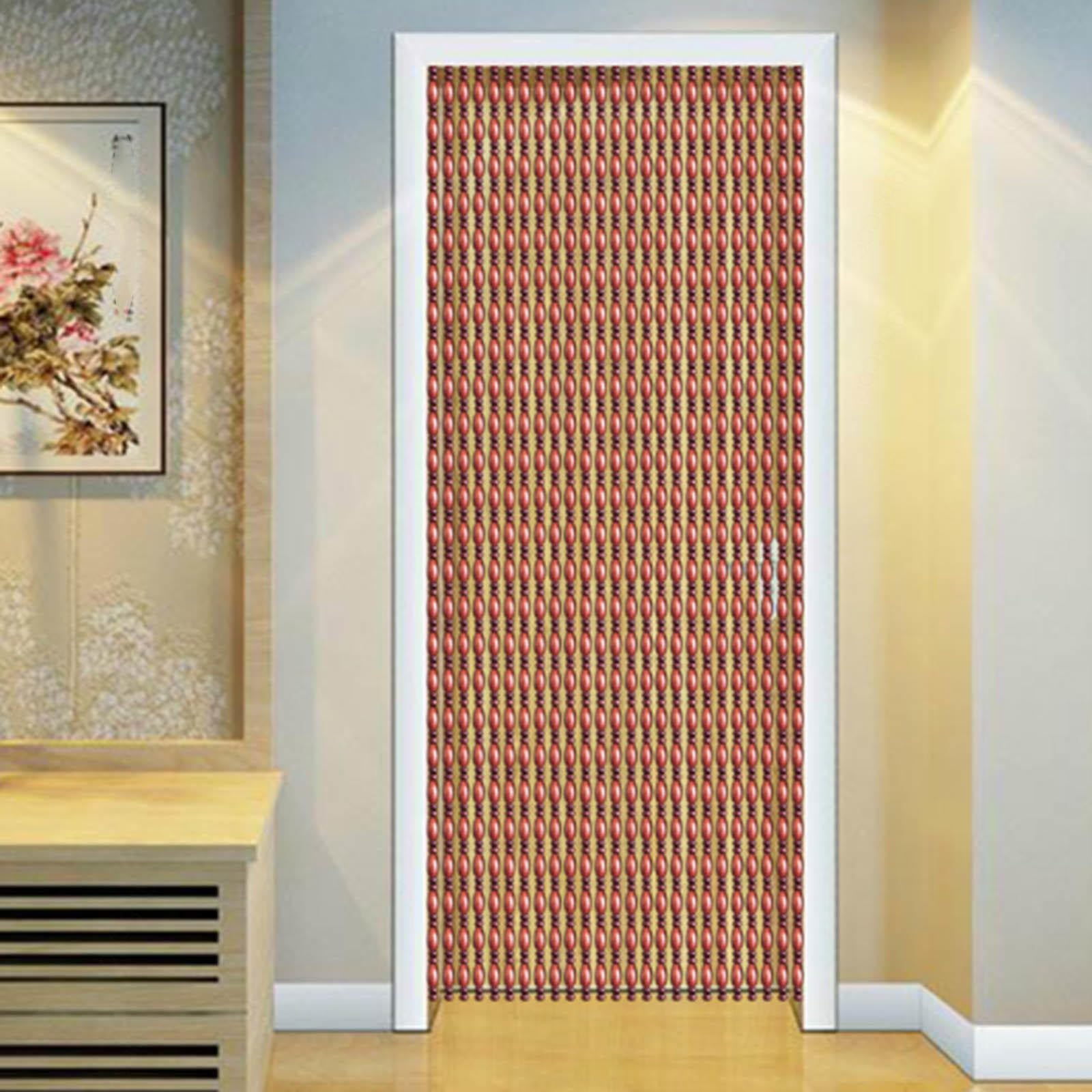 Drewniana zasłona na drzwi z koralikami, 60 x 180 cm do 120 x 200 cm, zasłona z koralikami, 65 pasemek (130 x 240 cm) wiszące zasłony perłowe do dekoracji domu, prywatności i ochrony przed