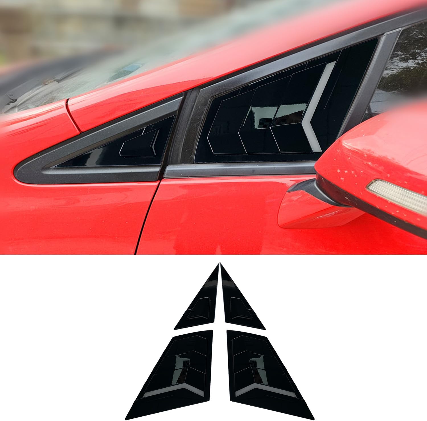 Window Louvers for 9th Gen Honda Civic Sedan 2012 2013 2014 2015 Front Side Window Louvers Air Vent Shades Panel Cover Auto Exterior Decoration Accessories?Front Side Bright Black? Bright Black Front Side Window Louvers