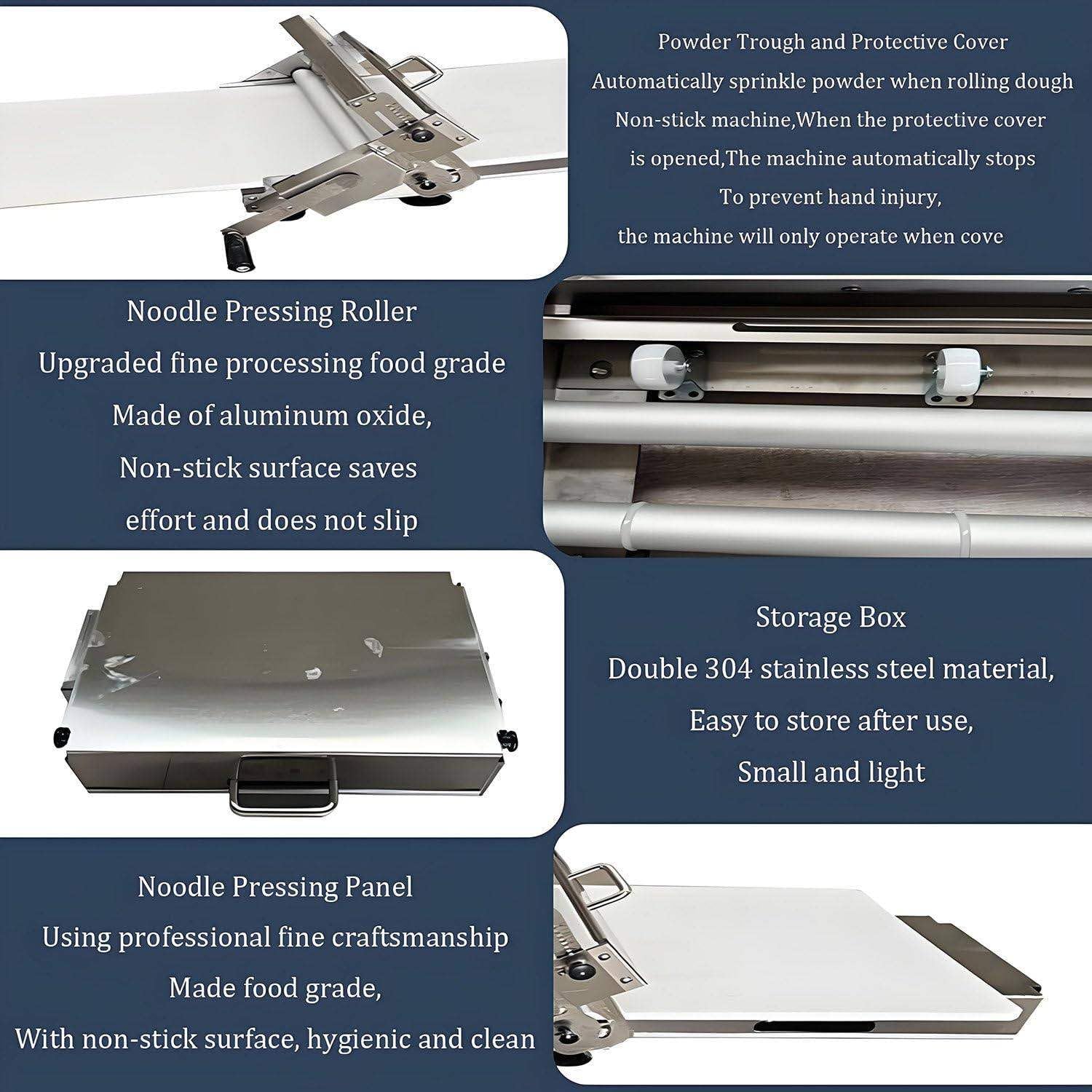Sfogliatrice pieghevole manuale, rullo per pasticceria in acciaio inox, spessore regolabile 0-17,5 mm/0-27 mm, macchina per impastare pieghevole per pizza, cornetti, pasticceria