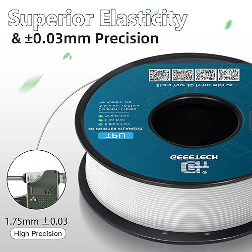 Miniatura 4 de Geeetech - Filamento de TPU 95A de 0.07 pulgadas, consumibles flexibles y suaves para impresora 3D, precisión dimensional +- 0.001 pulgadas, carrete