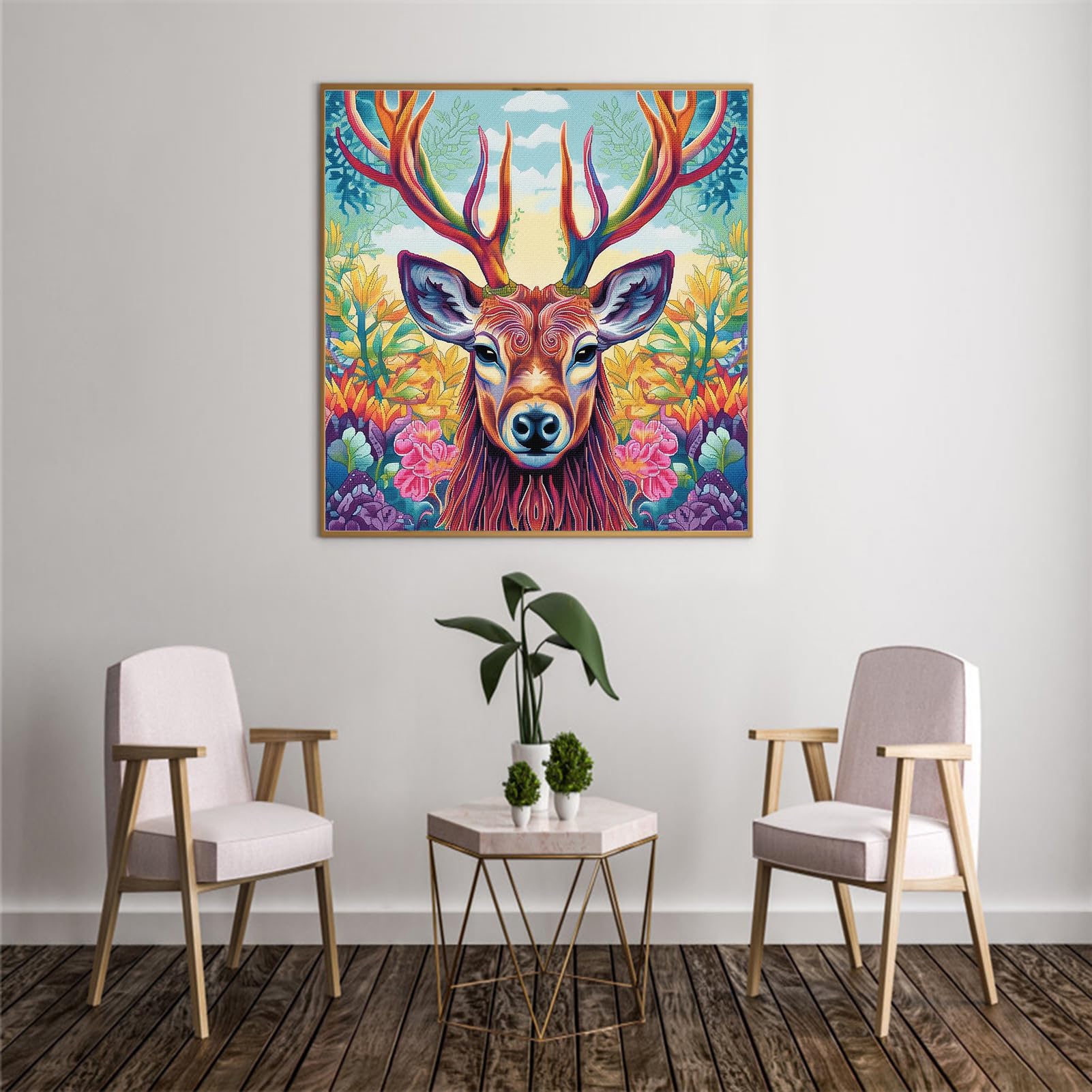 cukol cukol Cross Stitch Kits for Adults Beginners Deer 11 Count Counted Stamped Pre Printed Cross Stitch Embroidery Kits for Starter Modern Advanced Easy Animal 11ct Crossstitch Set 16x16 in - Image 2
