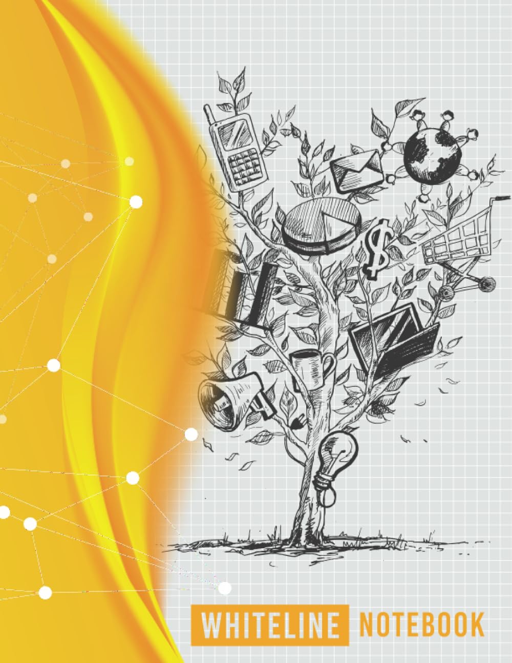 Whiteline Notebook: Ruled A4 Notepad Grid White Lines Gray Graph Paper For Office, School, University Students, College, Small Business, 8.5"x11"