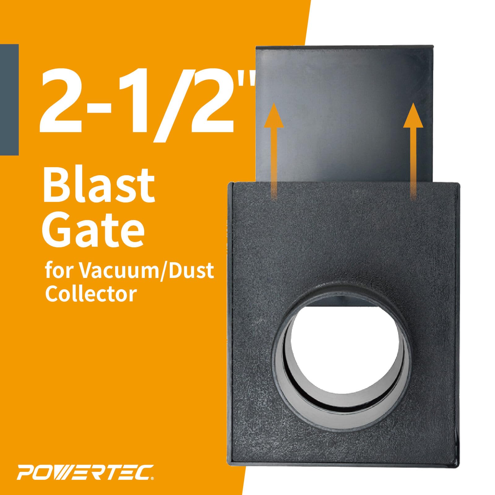 POWERTEC 70433 - Abrazaderas de acero flexibles de control de puerta de explosión de 2-1/2 pulgadas, accesorio de colección con conector de manguito de goma para carpintería, accesorios y maquinaria