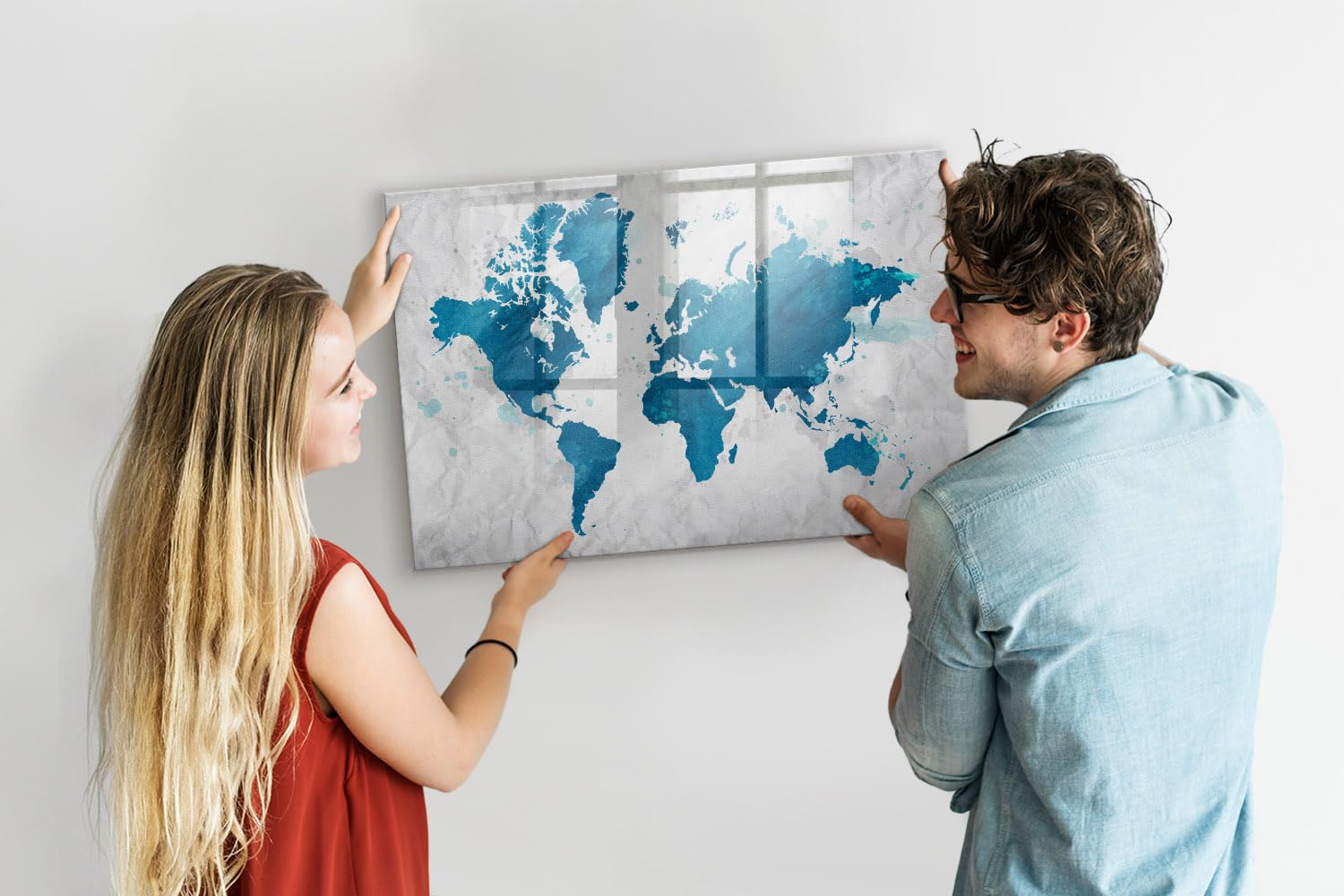 Lavagna bianca in vetro 90x60 cm | Mappa del mondo