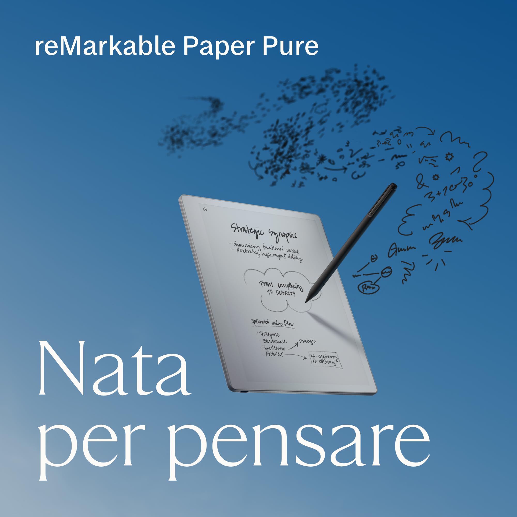reMarkable Paper Pure – Tablet di carta con schermo da 10,3” in bianco e nero con penna Marker – Blocco note digitale per pensare, scrivere e leggere meglio
