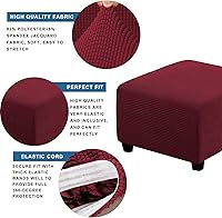 Vista 3 de FUANGUI Fundas otomanas estampadas, funda otomana rectangular elástica, protector de muebles, reposapiés, funda para taburete con parte inferior