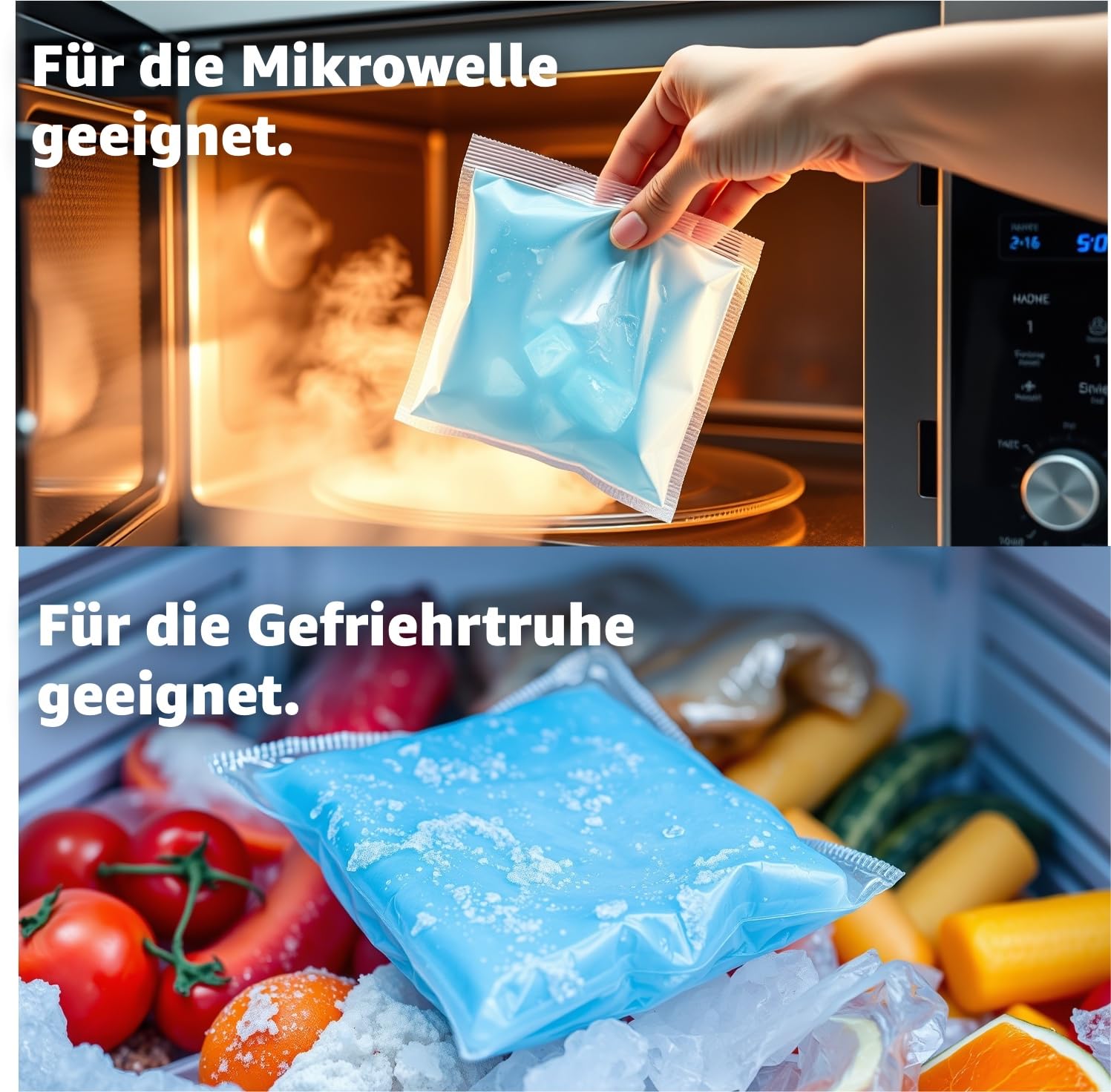 2x Impacchi Freddo Caldo 29x12cm – Set Made in Germany – Cuscinetti Gel Riutilizzabili per Terapia del Dolore, Lesioni, Gonfiori e Sollievo Muscolare