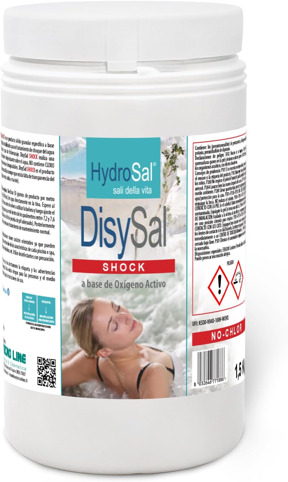 DisySal Shock 1.5 kg. - Granular oxygen for shock treatment. Ideal for swimming pool or hydromassage (Teuco, Jacuzzi, Dimhora, Intex, Bestway, ECC.) Immediate shipping