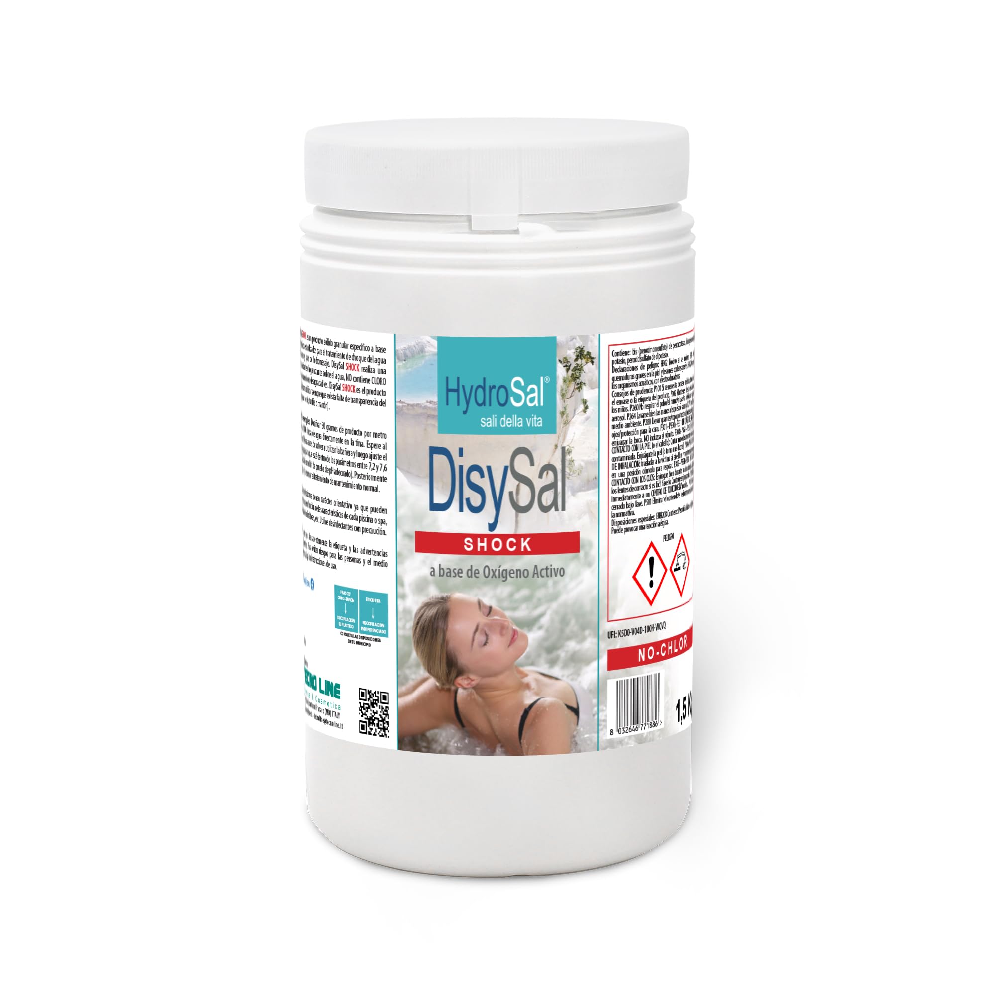 DisySal Shock, Ossigeno Granulare per Trattamento d'Urto - 1,5KG | Ideale per Piscina e Spa Idromassaggio di Tutte le Marche