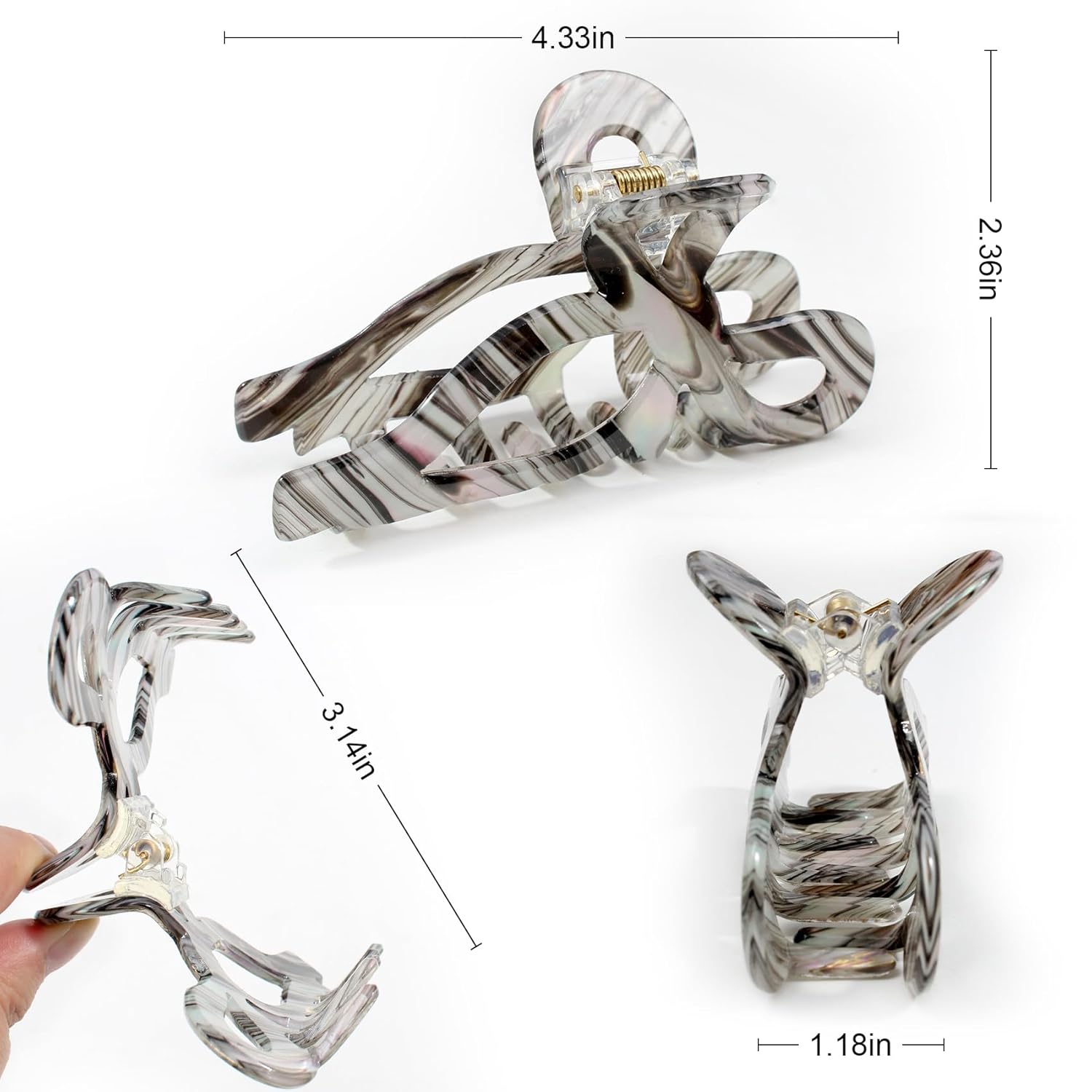 4Pcs Bow Hair Claw Clips for Women - Large Acrylic Non-Slip Hair Clips, Strong Hold Hair Grip for Thick Hair, Cute Bow Butterfly Hair Accessories - Image 2