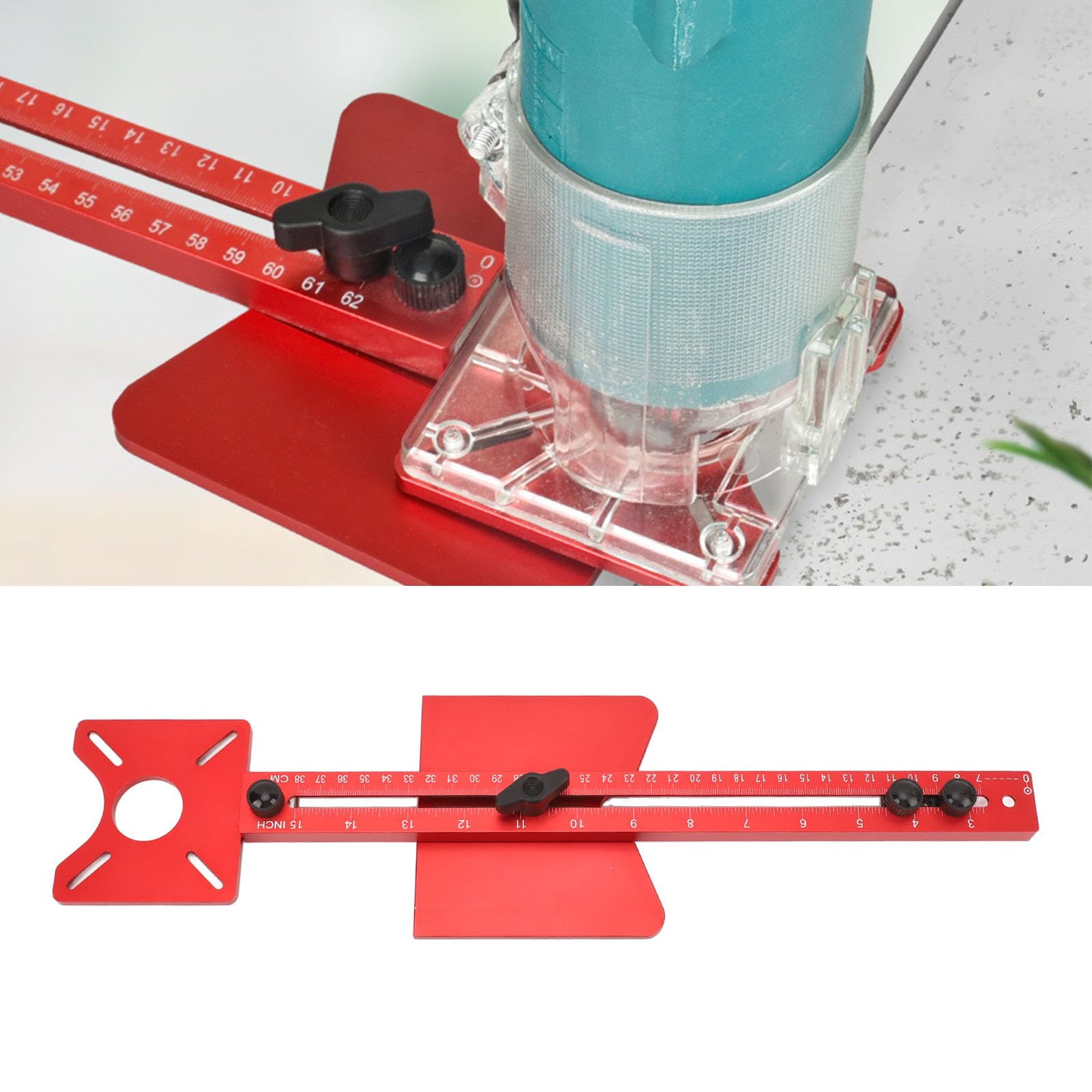 Focket per Fresare 4 in 1, Taglio di Cerchi, Scanalature e Rifilatura, | Staffa per fresatura del router in lega di alluminio, con base e scala rimovibili, per scanalatura e taglio circolare della