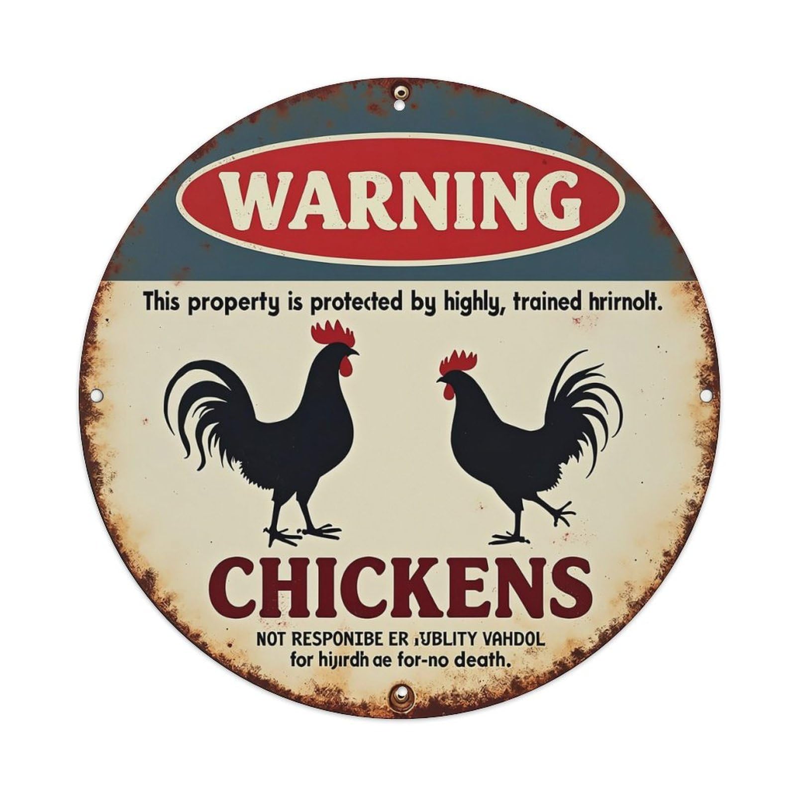 Warning Sign With Rooster Silhouettes Tin Sign Metal Poster Vintage Metal Signs for Home Man Cave Bar Cafe Kitchen laundry room Wall Decorations 8x8 inches