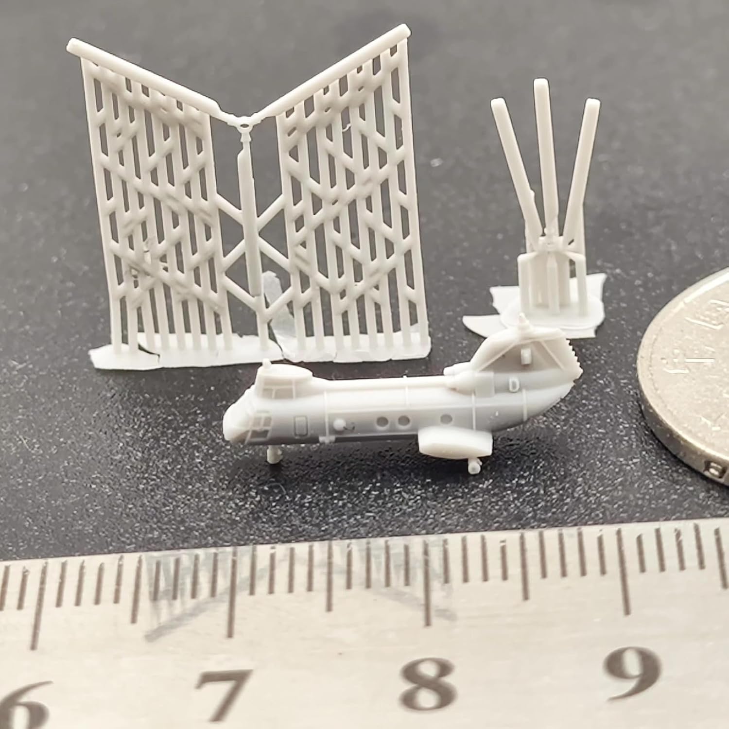 5PCS CH-46 Sea Knight Military Helicopter Resin Model – 1/2000 1/700 1/400 1/350 Scale 3D Model for Diorama Display(1/350(72mm))