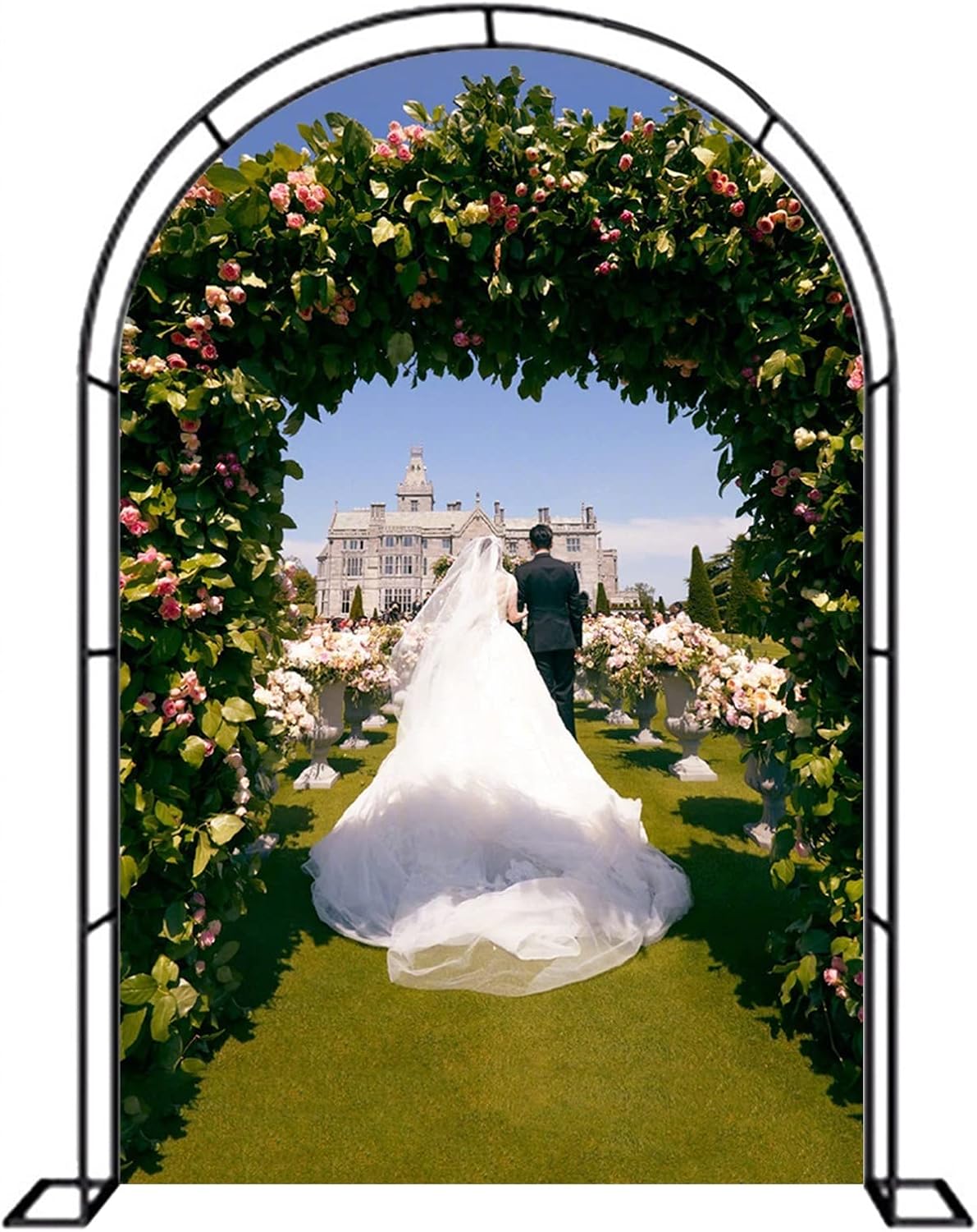 Metal Rose Arch, Garden Arches, Wedding Archway, Decor Trellis Pergola Arbor, for Various Plant Climbing Support Stand, Easy to Install (Color : Black, Size : 120x220x40cm)