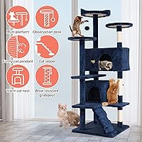 Vista 6 de Torre de escalada para gatos de 54 pulgadas con poste rascador, perca para casa para gatos, condominio de madera para gatos, torre de árbol