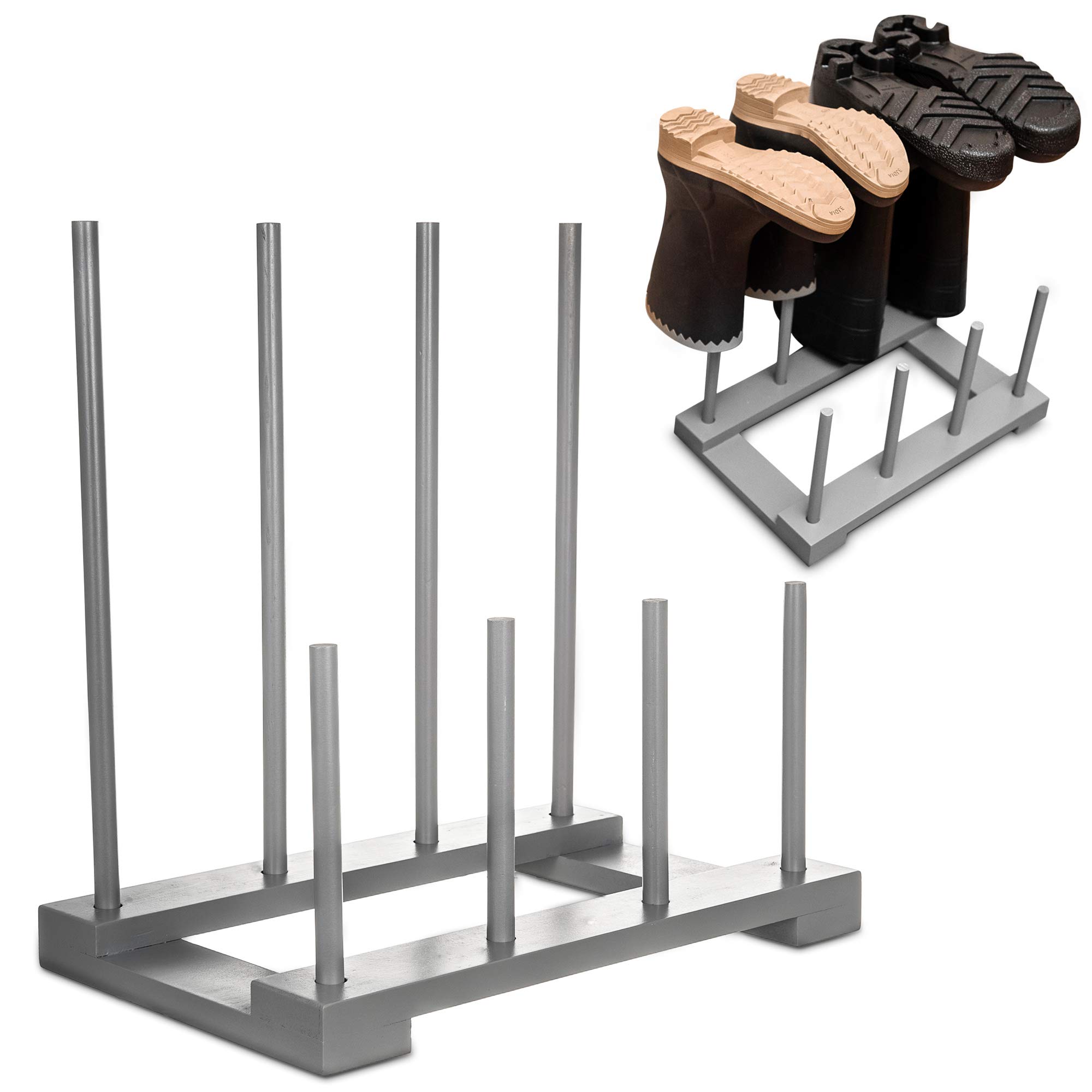 Livivo Grey Wellington And Walking Boot Storage Rack For Four Pairs Shoes, Boots And Wellies - Holder Hallway Storage Solution