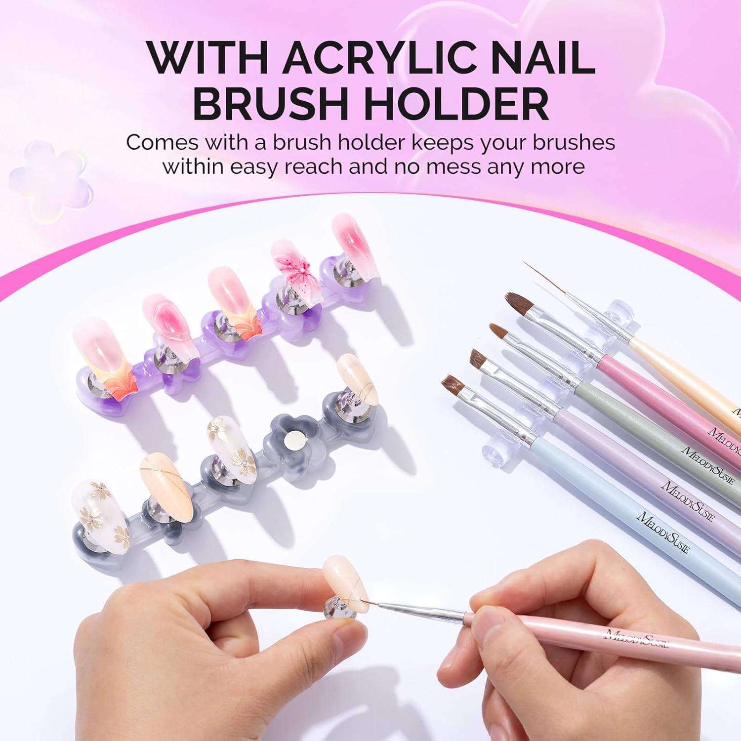 MelodySusie Handheld UV Light for Gel Nails with Stand with Nail Stand for Press Ons