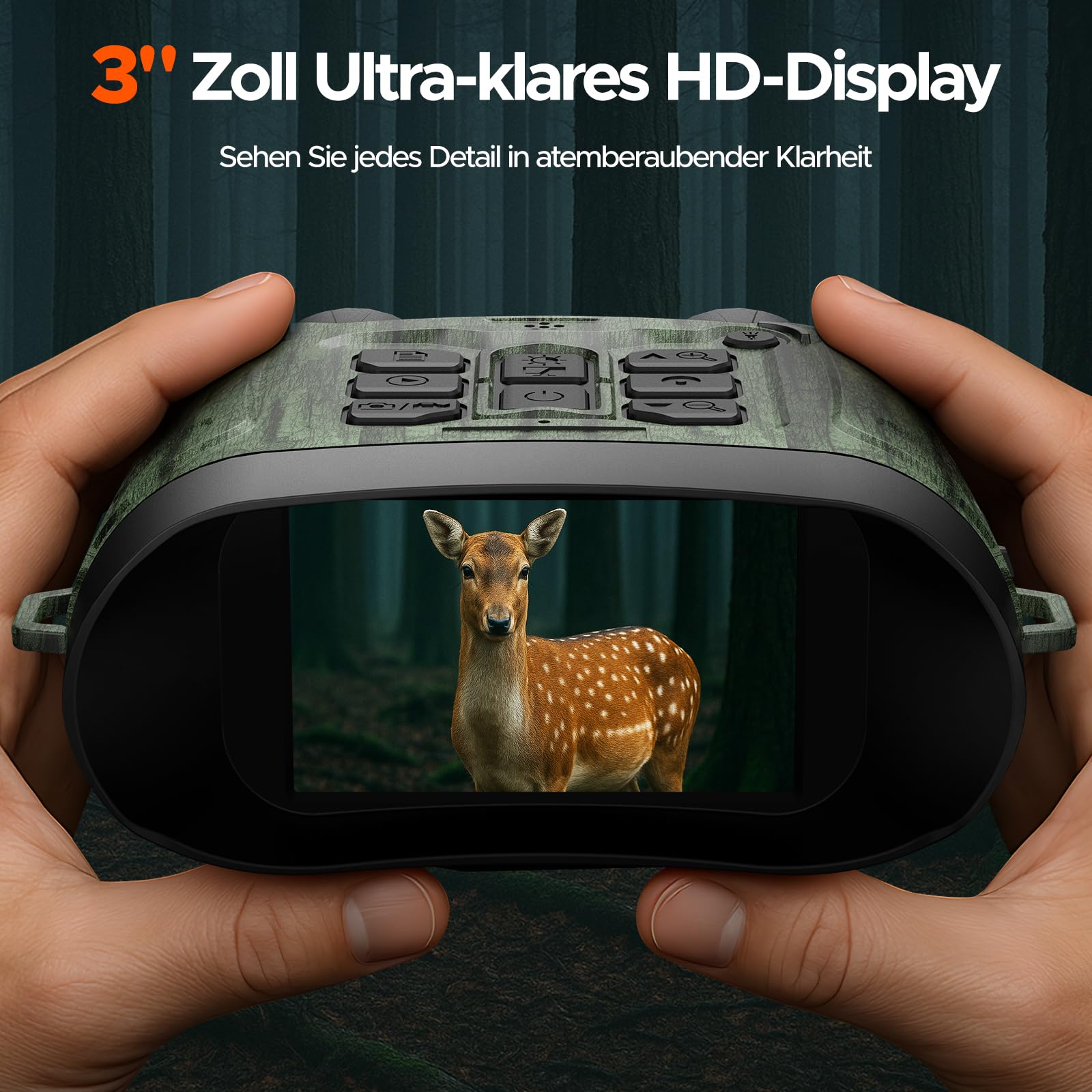 Nachtsichtgerät, 4K 112MP Infrarot-Fernglas Nachtsichtgerät, Nachtsichtgeräte Jagd 12X Digitalzoom Reichweite 450M, 5000mAh Wiederaufladbares, 64GB TF-Karte für Jagd Sicherheit Camping