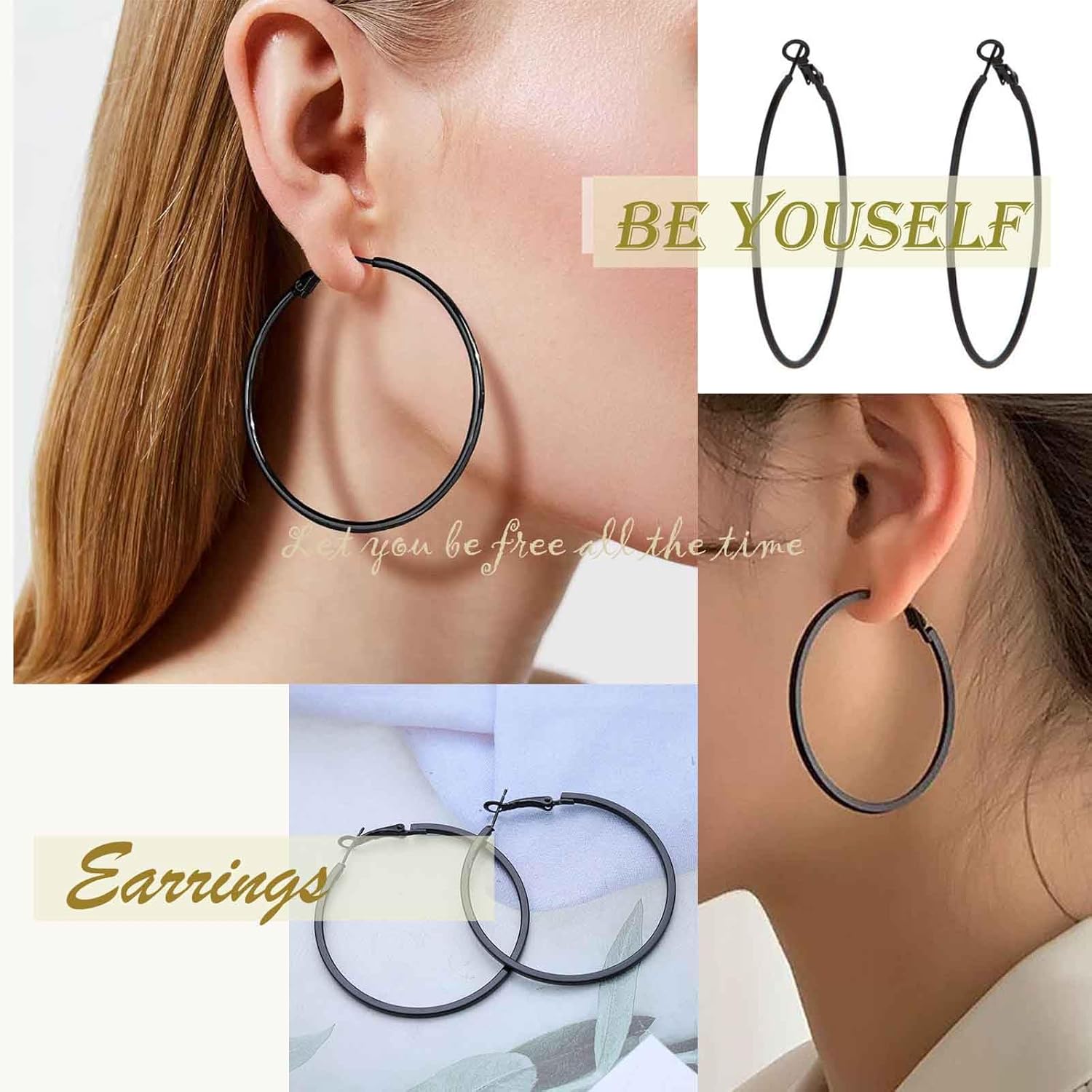 Black Hoop Drop Dangle Earrings for Women Vintage Circle Hoop Earrings Lightweight Geometric Round Loop Earrings Punk Statement Black Hoop Earrings Jewelry Gift - Image 4
