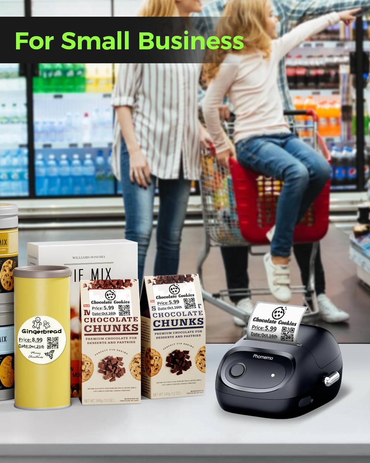 Phomemo Label Maker, M160 Bluetooth Address Label Printer with Different Fonts and Templates, 2 Inch Barcode Label Maker for Small Business, Mailing, Logo, Clothing, Sticker Printer for Phone& PC - Image 6