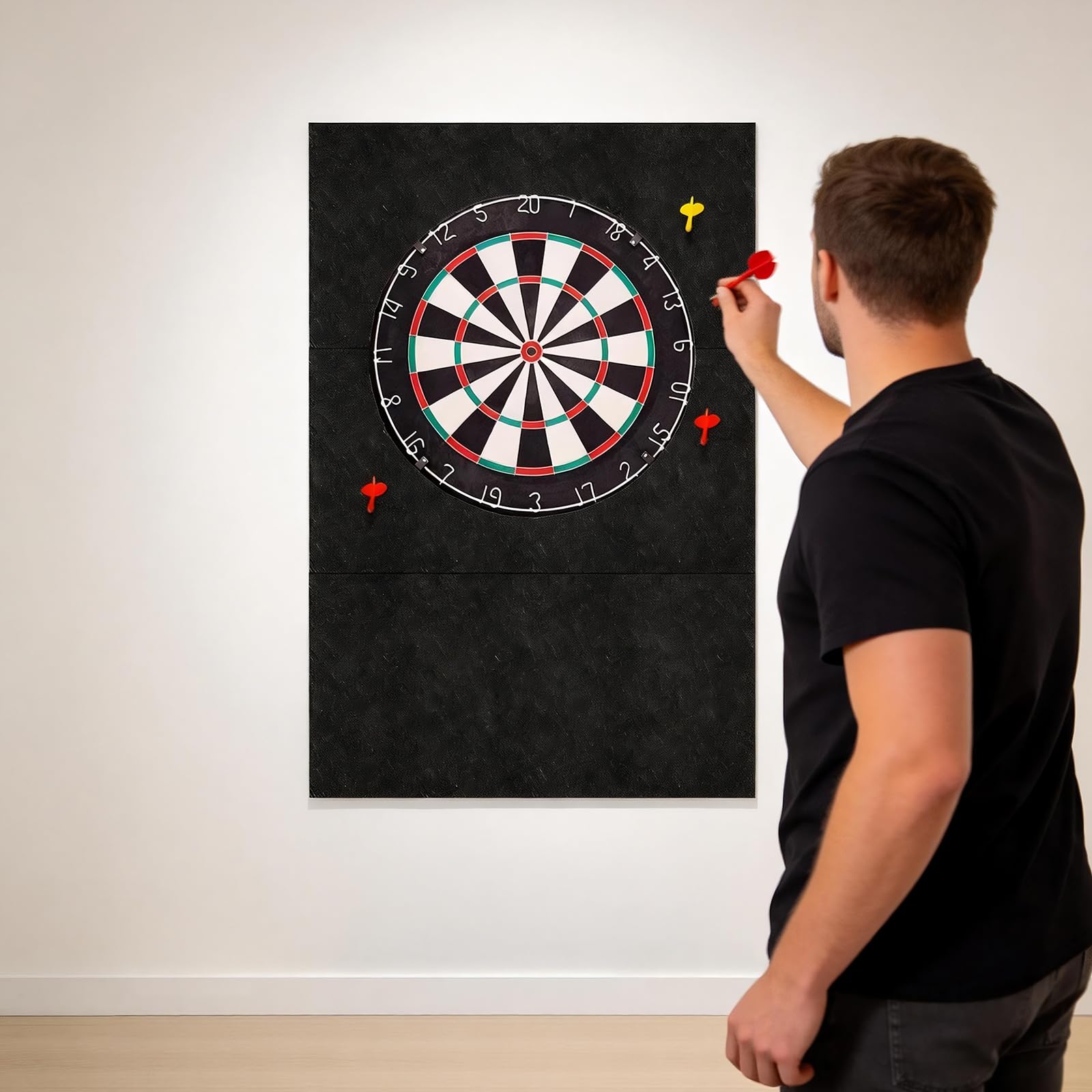 Dartboard Wandschutz 90x60 cm,Wandumrandung für Dartboard,Filz Dartscheibe Wandschutz Selbstklebend Dartboard-Schutz,für Dart Zubehör und Kork Rückseite