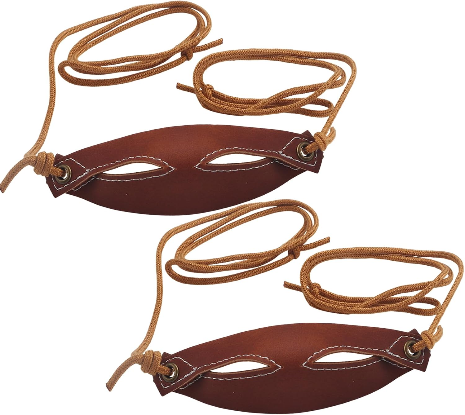 2 Pcs Brown Leather Shepherd Sling, Handmade Paracord Shepherds Slingshot Tennis Ball Thrower for Adults, Old Fashioned Rock Thrower for Outdoor Sports, Not Including the Ball