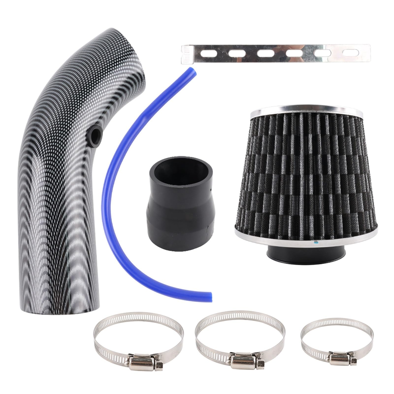 3 "76mm Universal Car Racing układ dolotowy zimnego powietrza Turbo zestaw rur indukcyjnych aluminium ze stożkowym wlotem filtra powietrza (Color : Blue)