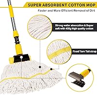 Vista 4 de Trapeador industrial profesional comercial resistente con mango largo de 54 pulgadas, mopa húmeda para el hogar, taller, limpieza de pisos