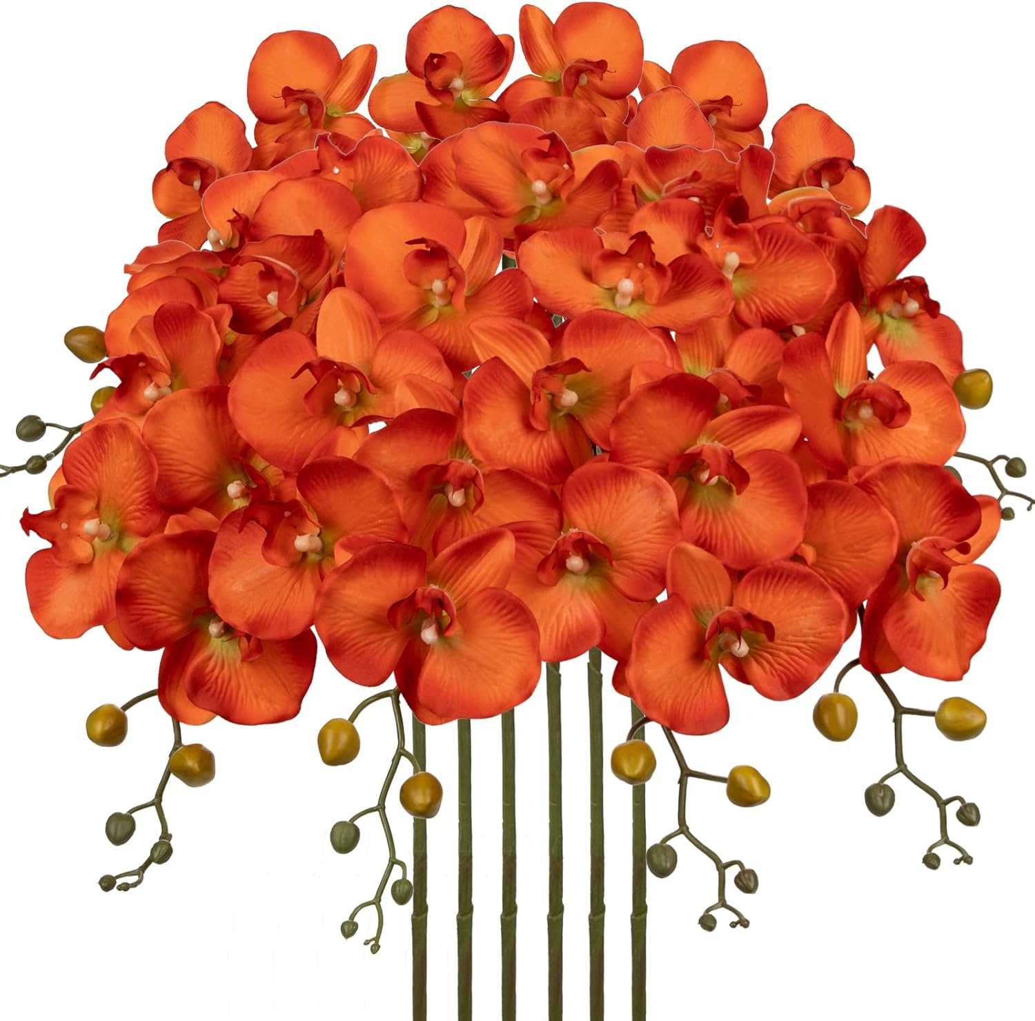 DILATATA 6PCS 32" Artificial Orchid Stems Orange Butterfly Orchid Faux Phalaenopsis Flowers for Home Wedding Centerpieces Office Table Decorations Real Touch Silk Orchids for DIY Floral Arrangements