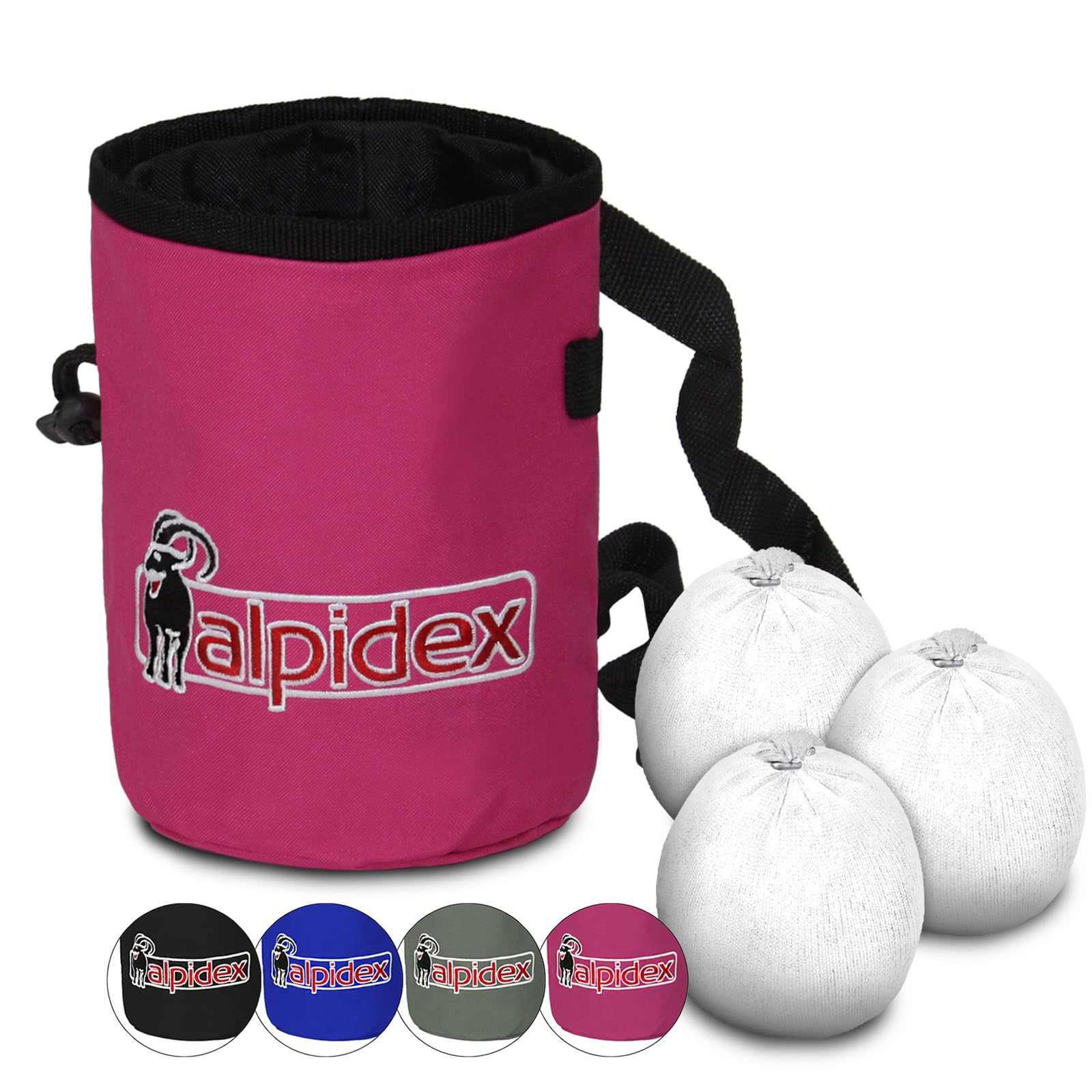 ALPIDEX Chalk Bag 3 x Magnesium Ball 35 g Waist Belt Climbing Bouldering