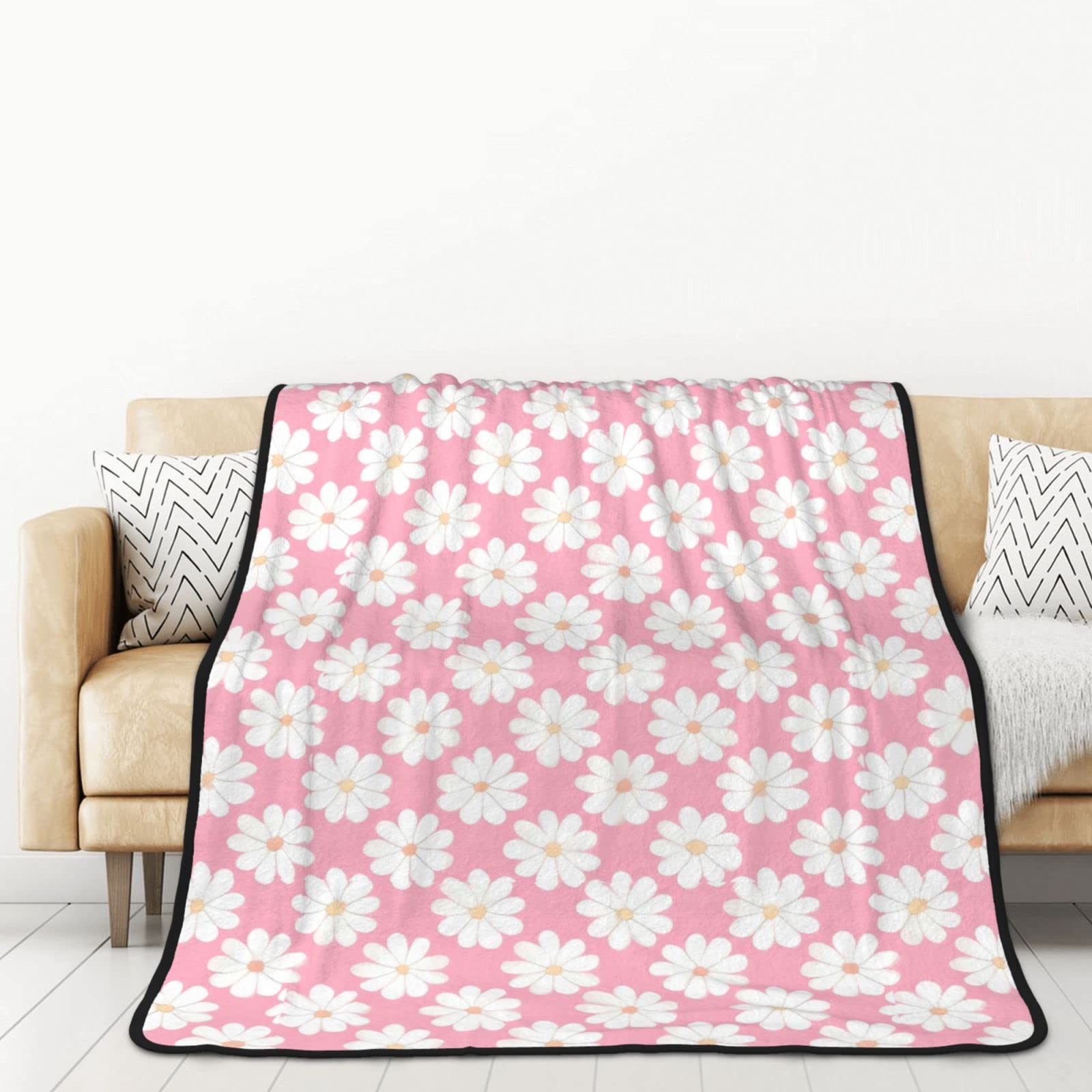 Couverture double face en flanelle camélia pour lit et voiture