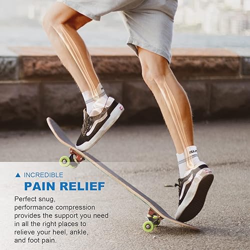 Miniatura 7 de Calcetines para fascitis plantar (6 pares) para hombres y mujeres, mangas de compresión para pies con soporte de arco y tobillo (negro, gris,