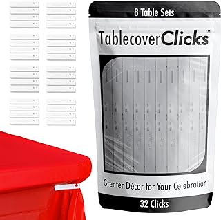 32 Pack of Reusable Tablecloth/Table-Cover Clips – Great for Disposable Plastic Table Covers – Celebration/Party Table Décor