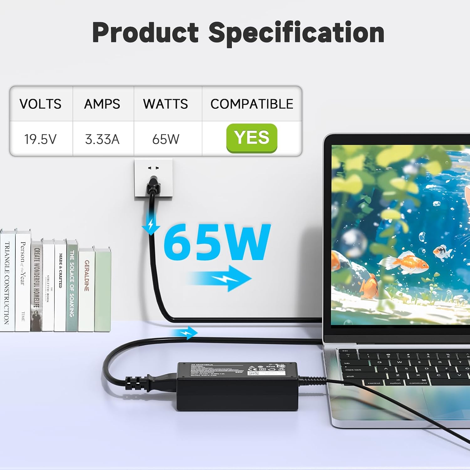65W Laptop Charger for HP EliteBook 820 830 840 845 850 855 1020 1030 1040 G9 G8 G7 G6 G5 G4 G3 AC Adapter Power Cord 19.5V
