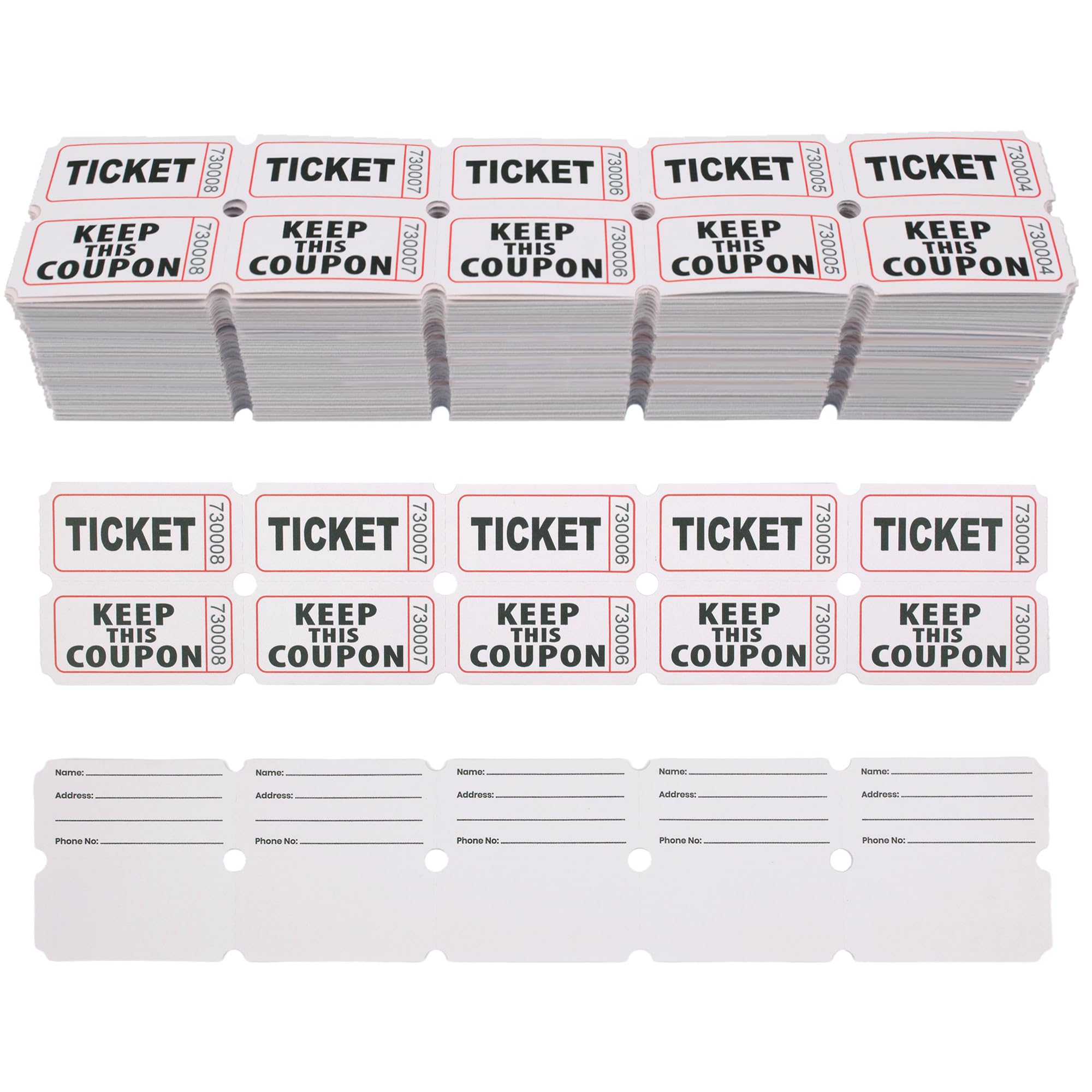 Homrelaxy 2000 Pcs 1000 Pairs Raffle Tickets, 50/50 Double Raffle Tickets