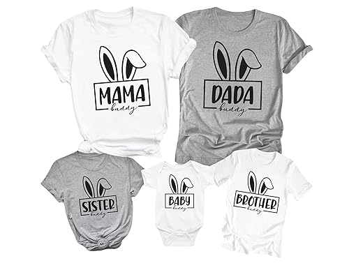 Easter Bunny Shirts, Daddy Dada Mama Mom Baby Bunny Matching Group Funny Family Easter Party Outfit Pregnancy T-Shirt, Cute Rabbit Lover Casual